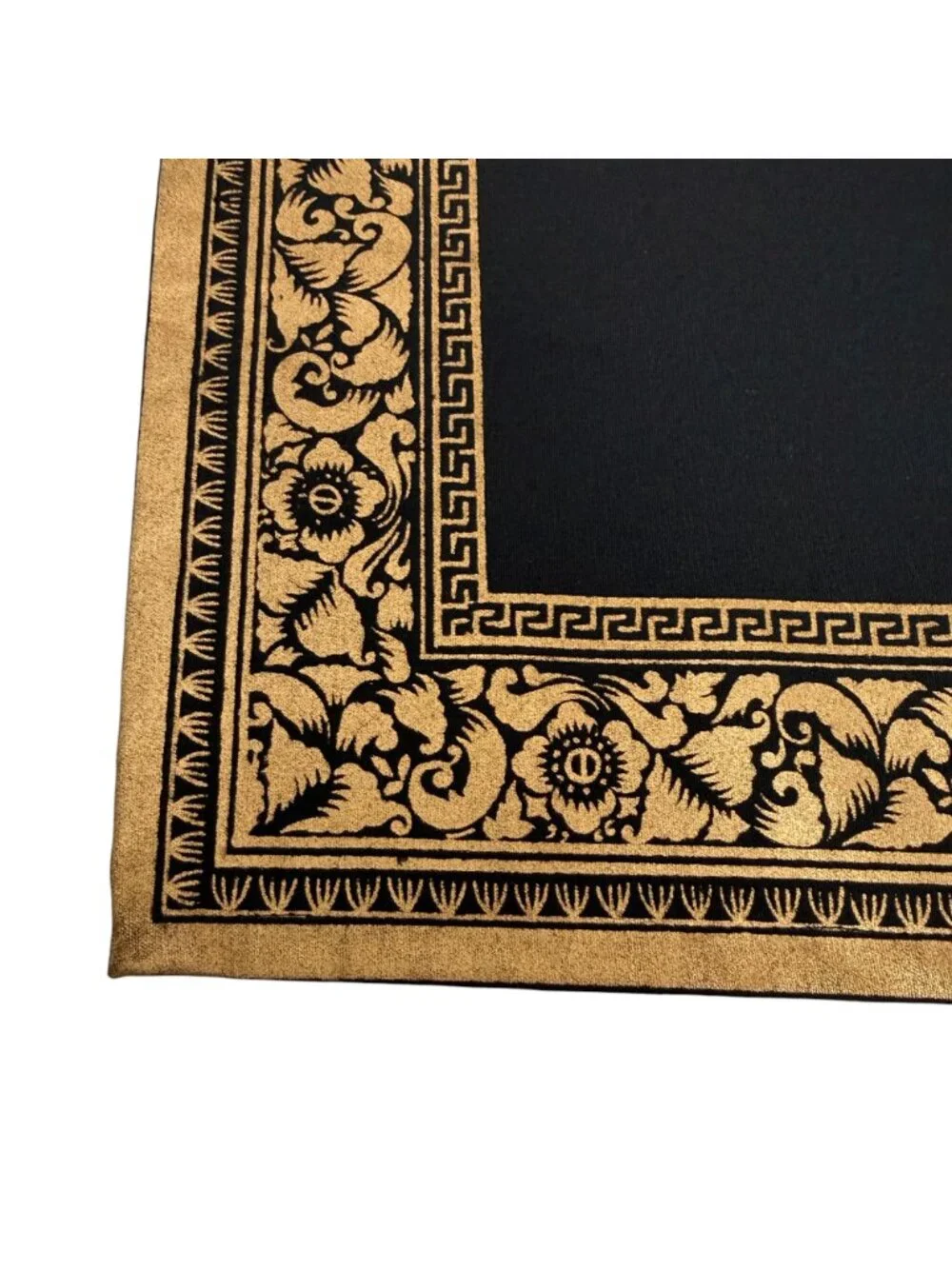 Placemats Set of 4 Black Gold Cotton Tuscany Metallic Border by Park B. Smith